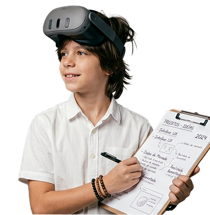 Aluno IP Tech com Óculos VR